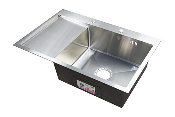 Мойка нержавеющая врезная OKATANA 780х510х200х0,8, с сушилкой слева,квадрат,сатин [1/3]